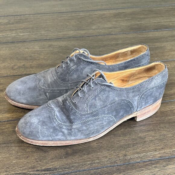Vintage Winstanley Suede Lloyd Brogue Oxford Wingtip Mens 10.5 Gray Ireland main image 4